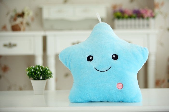 Colorful Glowing Star Plush Pillow with Music - Soft Decorative Toy  Gift