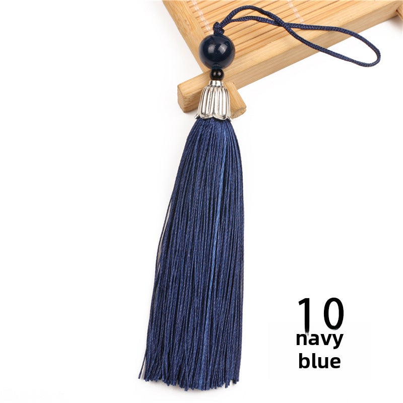 Generic Metal Cap Tassel Feng Shui Charm Pendant navy blue