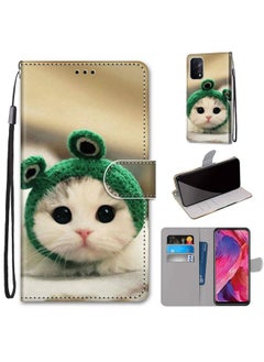 HuHa Case Cover For OPPO A54 5G / A74 5G / A93 5G / A93s 5G Coloured Drawing Cross Texture Horizontal Flip PU Leather Case with Holder & Card Slots & Wallet & Lanyard Frog Kitten 
