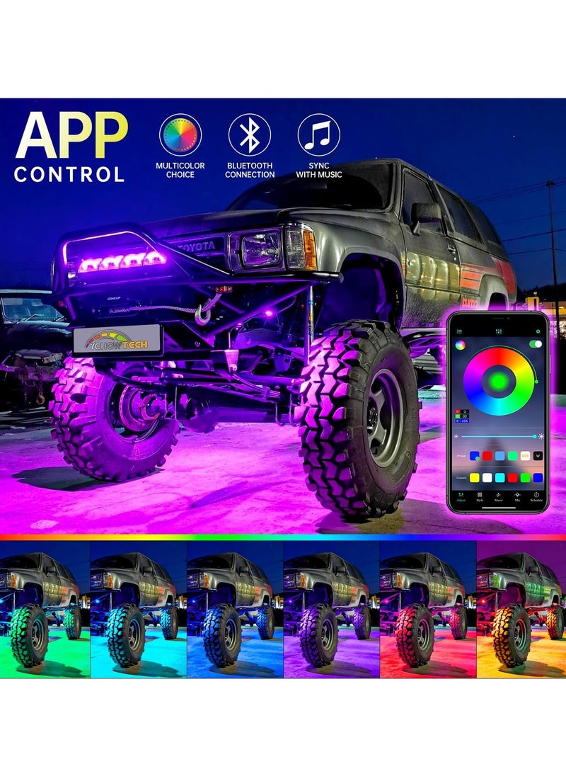 Generic RGB LED Rock Lights Kit with Bluetooth Controller, Timing, Flashing & Music Mode - Waterproof Underglow Neon LED Lights for Car, Jeep, Truck, SUV, ATV, Boat, Motorcycle - 4 Pods  - Image 2