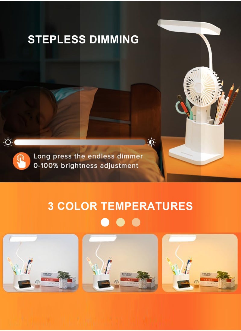 هومار كيت مصباح مكتب LED، 3 أوضاع ألوان، مع حامل قلم وحامل هاتف، مرن 360 درجة، تحكم باللمس، ضوء مكتب لسطح المكتب، العناية بالعين، مصباح طاولة للكمبيوتر/سطح المكتب، مصباح دراسة لغرفة النوم والمكتب  - Image 5