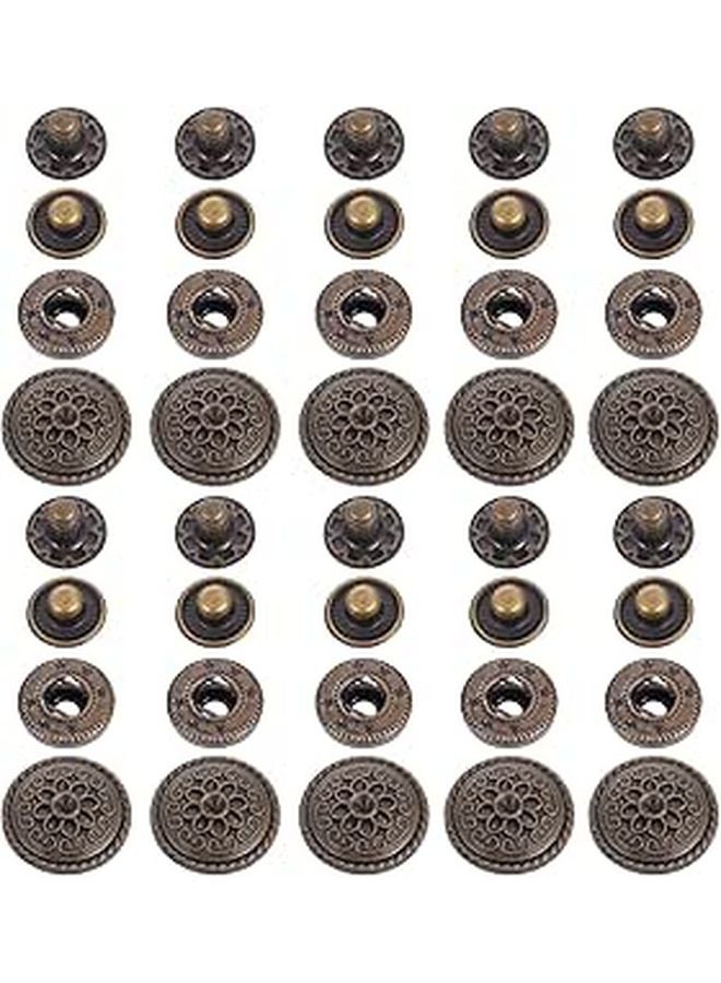 Cartoon Bronze Snap Fasteners 20pcs Zinc Alloy Snap Buttons with Base for DIY Purse Sewing Craft - Image 1