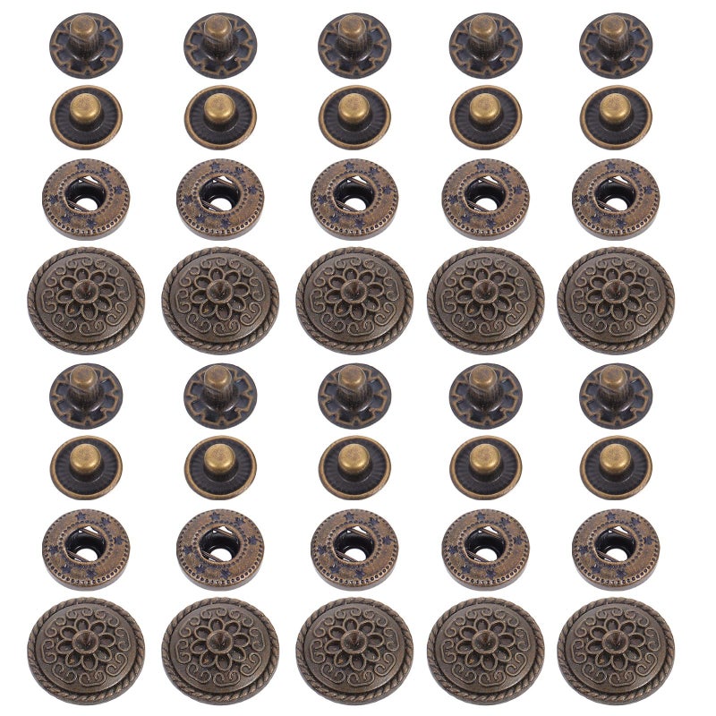 Cartoon Bronze Snap Fasteners 20pcs Zinc Alloy Snap Buttons with Base for DIY Purse Sewing Craft - Image 2