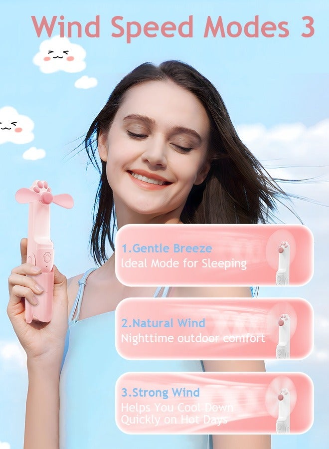 Litus Portable-Handheld Mini Fan, USB Rechargeable 1500mAh, Cat Paw Shaped with Power Bank & Flashlight Functions, Ideal for Travel and Outdoor Activities - Image 4