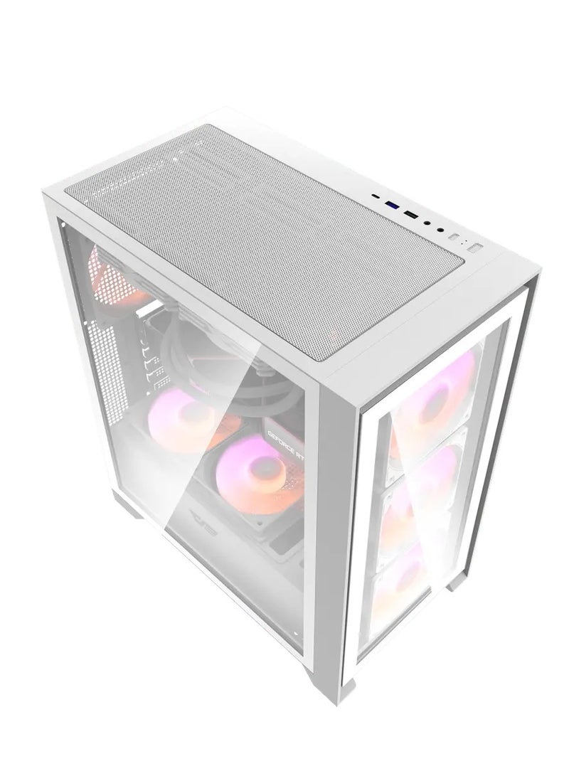 Darkflash DRX90 حافظة كمبيوتر ألعاب من الزجاج المقسى المغناطيسي القابل للفصل ATX/M-ATX/Mini-ITX مع مراوح ARGB مثبتة مسبقًا 4 * 120 مم، تدعم مشعات 360 مم، USB 3.0، 7 فتحات PCI - Image 2