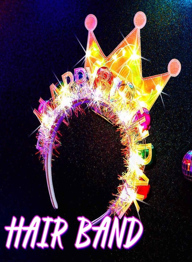 GENBREE Light Up Birthday Crown Headband Happy Birthday Hats Party Festival Hair Accessories for Women (2-Yellow, One Size) - Image 3