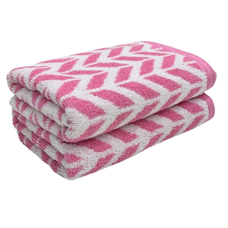 STAMIO Cotton 490 GSM Jacquard Hand Towel Set of 2, 40 X 60 cm for Men, Women, Home Use, Gym, Wash Basin. Sports, Workout | Soft, Absorbent, Quick Dry, Full Size Large | Pink - Image 1