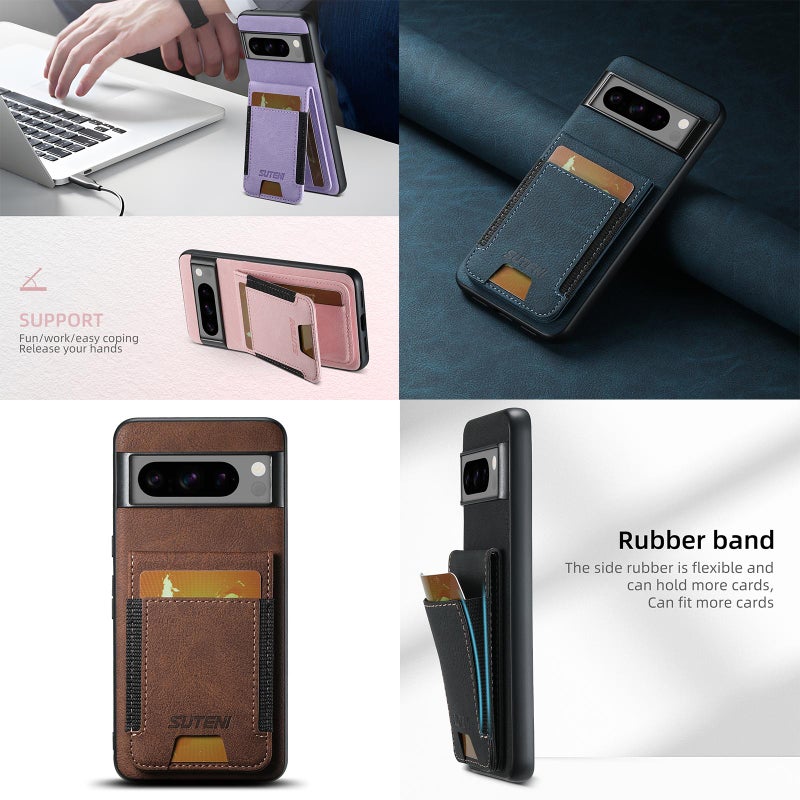 Suteni For Google Pixel 10 Pro H03 Litchi Leather Card Bag Stand Back Phone Case(Blue) - Image 5