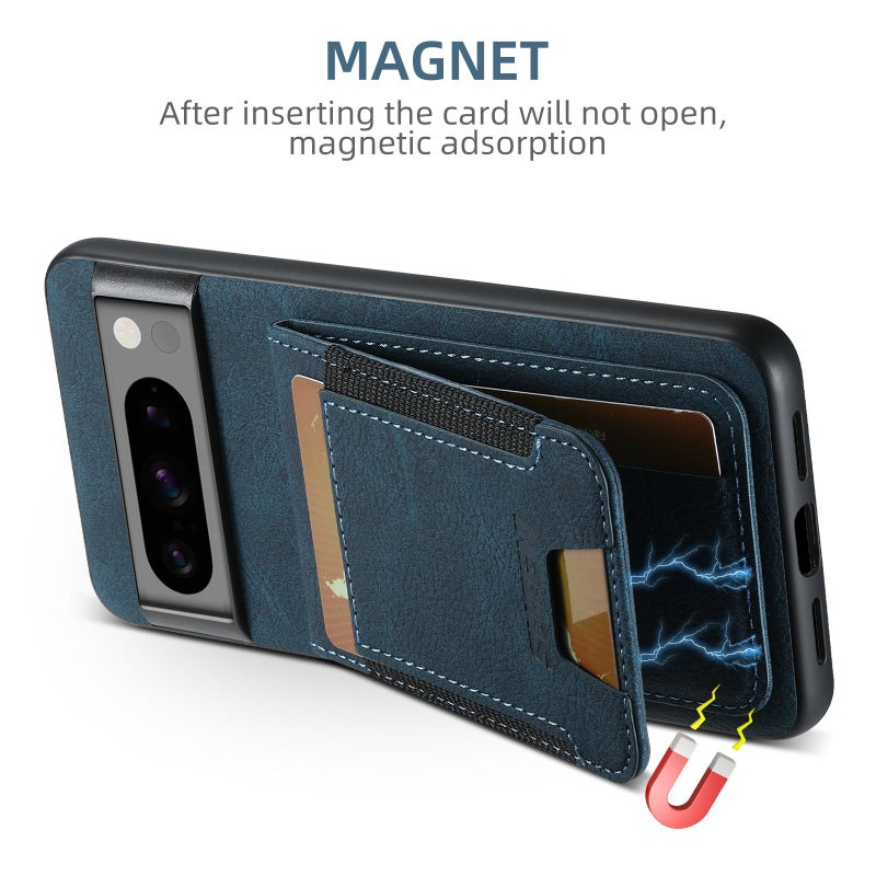 Suteni For Google Pixel 10 Pro H03 Litchi Leather Card Bag Stand Back Phone Case(Blue) - Image 2