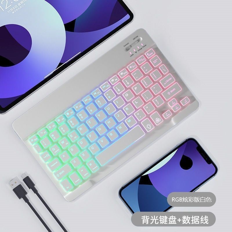 Wireless RGB Backlit Bluetooth Keyboard and Mouse Combo 10 inch gradient backlight keyboard luminous charging mouse-black set
