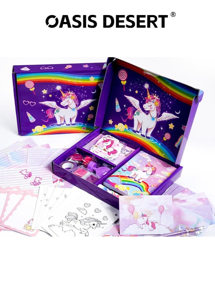 OASIS DESERT Unicorn Purple DIY Diary Set Handbook Girl Birthday Gift Scrapbook - Image 5