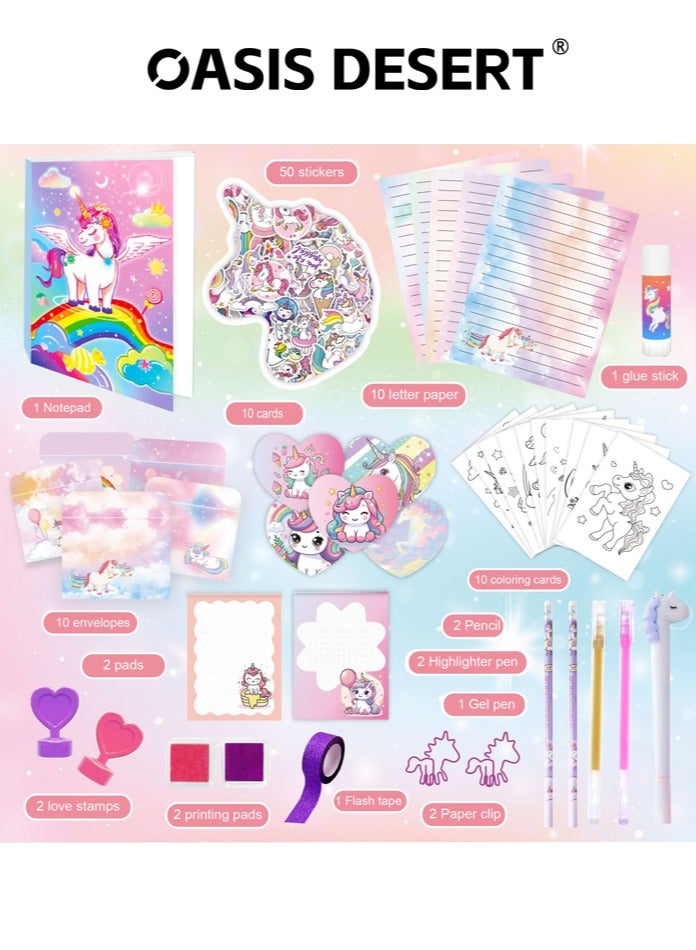 OASIS DESERT Unicorn Purple DIY Diary Set Handbook Girl Birthday Gift Scrapbook - Image 2