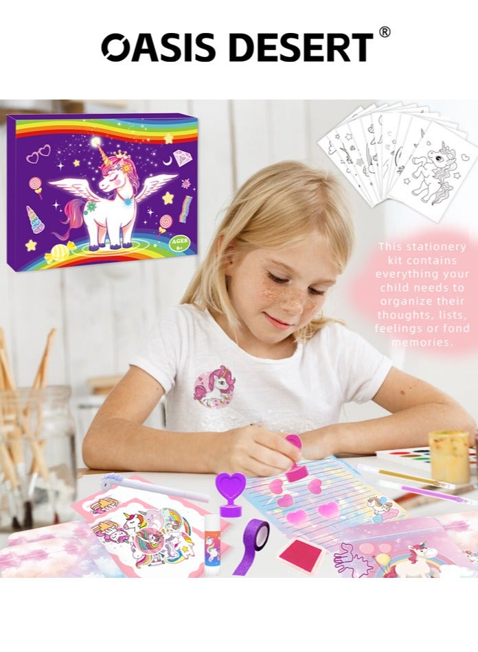 OASIS DESERT Unicorn Purple DIY Diary Set Handbook Girl Birthday Gift Scrapbook - Image 3