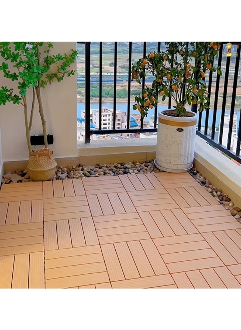 LINGWEI 10PCS Plastic Tiles Interlocking Floor Tiles Interlocking Deck Beige 30x30x2cm  - Image 1