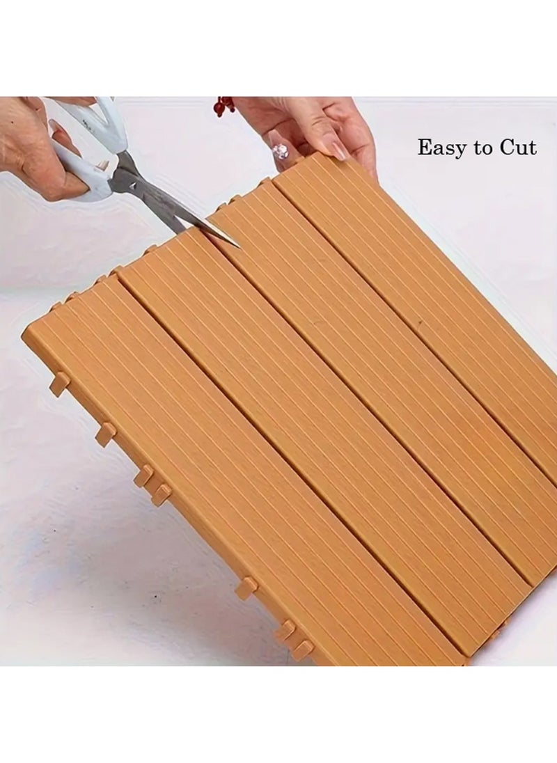 LINGWEI 10PCS Plastic Tiles Interlocking Floor Tiles Interlocking Deck Beige 30x30x2cm  - Image 3