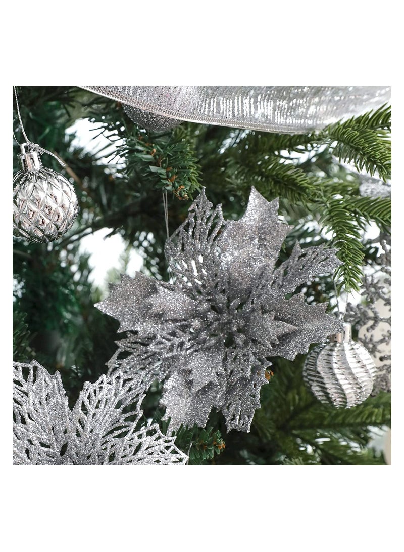 ACLIX 3-Piece Glitter Christmas Hollow Flower Golden 20 x 10 x 20cm Gold/Silver/Red - Image 3