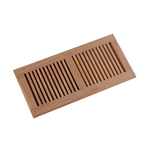 WELLAND 6 Inch x 14 Inch Red Oak Hardwood Vent Floor Register Self Rimming Unfinished - Image 1