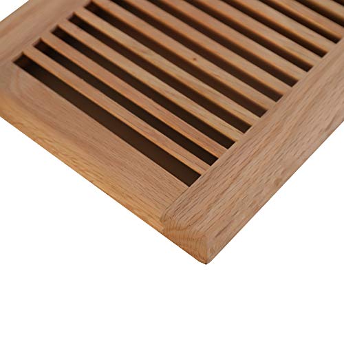 WELLAND 6 Inch x 14 Inch Red Oak Hardwood Vent Floor Register Self Rimming Unfinished - Image 4