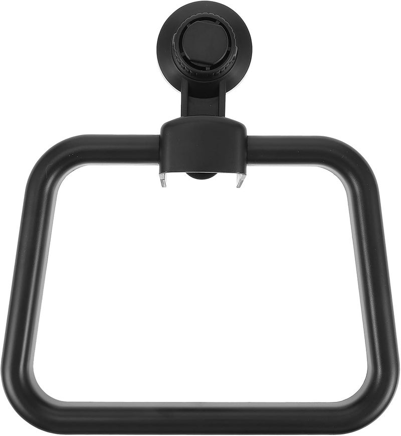 Punch-Free Bathroom Towel Ring Suction Cup Towel Rack Black Multifunctional for Shower and Washroom Use - Image 1