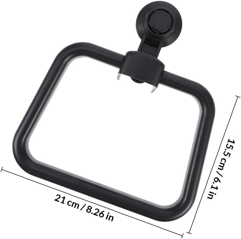 Punch-Free Bathroom Towel Ring Suction Cup Towel Rack Black Multifunctional for Shower and Washroom Use - Image 2