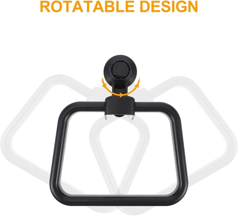Punch-Free Bathroom Towel Ring Suction Cup Towel Rack Black Multifunctional for Shower and Washroom Use - Image 3