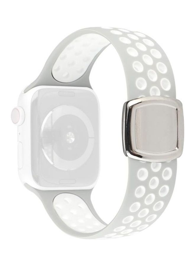 BGM Replacement Strap Watchband For Apple Watch Series 6/SE/5/4/3/2/1  42 - 44mm Grey/White - Image 1