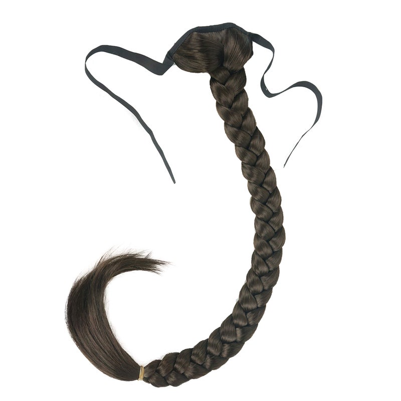 Lydell 24 Long Fishtail Braid Wrap Around Ponytail Extension Synthetic Hairpiece 6 Chestnut Brown