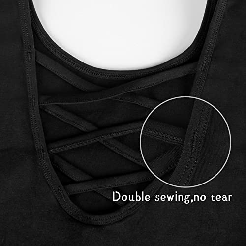 MOLLDAN Girls Dance Ballet Leotards Short Sleeve Criss Cross Straps Back(2QT5027-06-L) - Image 5