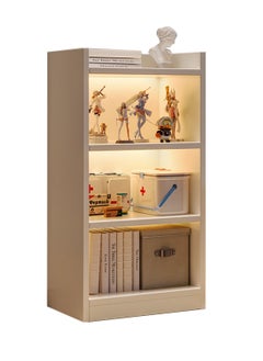 3 Tall Bookcase with Doors Assembled Storage Cabinet, Small Space Floor Display Storage Shelves for Home Office, White