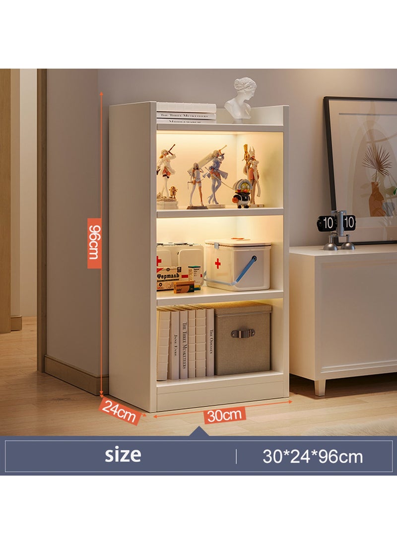 Hihonor - 3 Tall Bookcase with Doors Assembled Storage Cabinet, Small Space Floor Display Storage Shelves for Home Office, White - Image 1