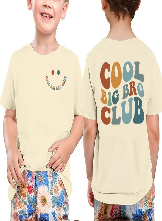 CAZYCHILD Big Bro Shirt for Toddler Boys Promoted to Bigger Brother Announcement T-Shirt Cool Big Bro Club Tee Baby Brother Gifts Apricot - Image 1