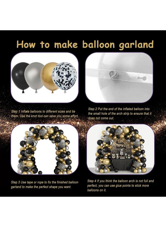 Amandir 144Pcs Black And Gold Balloons Garland Arch Kit, 18''12''5'' Silver Metallic Gold Black Confetti Foil Balloons For Men Graduation Birthday Decorations Black And Gold Party Supplies - Image 3