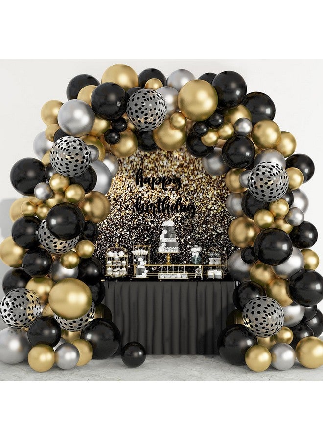 Amandir 144Pcs Black And Gold Balloons Garland Arch Kit, 18''12''5'' Silver Metallic Gold Black Confetti Foil Balloons For Men Graduation Birthday Decorations Black And Gold Party Supplies - Image 5