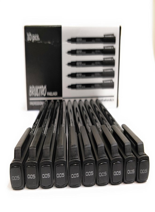 BRUSTRO Professional Pigment Based Fineliner Pen | Black, Box of 10, Tip Size - 0.05 mm | Archival Waterproof UV Resistant Ink,Comfortable Grip, Ideal For Mandala,Drawing,Artist Illustration,Sketching - Image 1