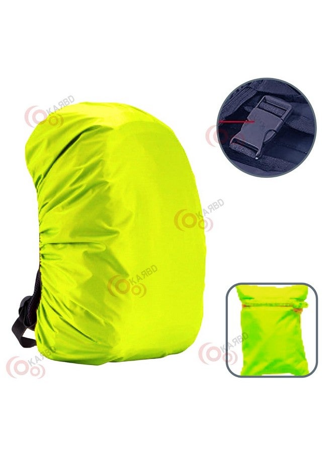 KARBD Rain and Dust Cover with Pouch for 20L-30L-40L Backpacks Luggage School Laptop Bags Hiking Camping Traveling PU Coated Waterproof Nylon Cover with Grip Buckle Elastic Closure (Neon Green) - Image 2