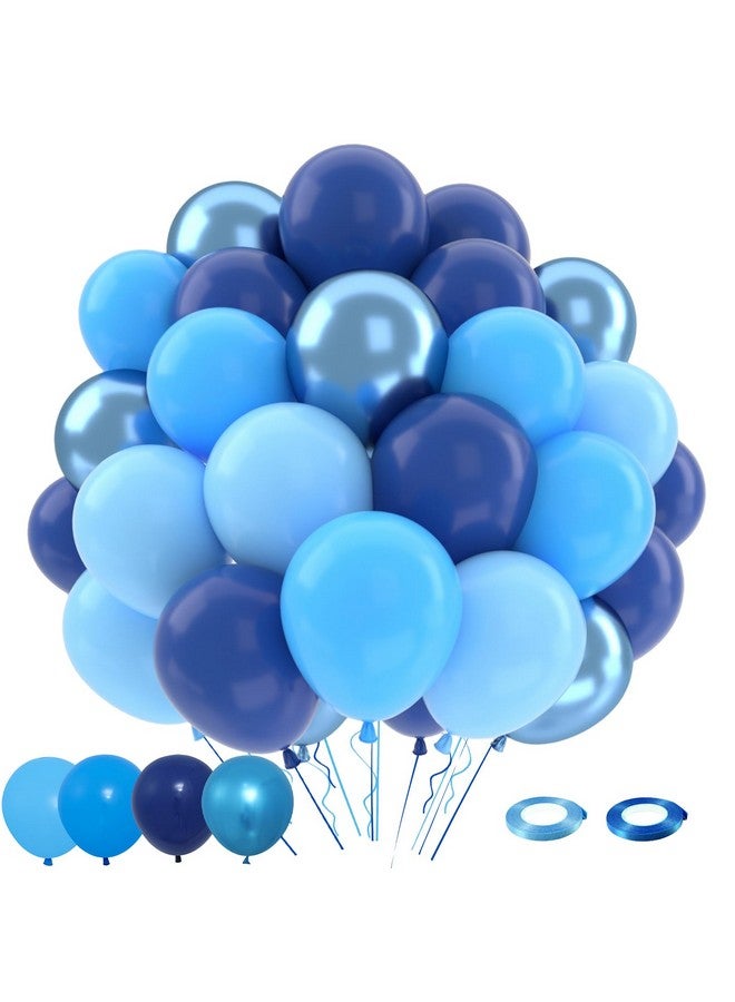 باتيمات مجموعة بالونات زرقاء، 50 قطعة 12 بوصة من البالونات اللاتكس المعدنية باللون الأزرق الداكن والأزرق الفاتح والأزرق الفاتح لتزيين حفلات أعياد الميلاد وحفلات استقبال المولود وحفلات الزفاف - Image 1