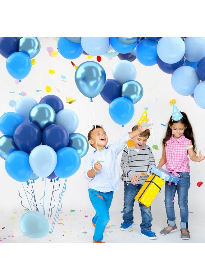 باتيمات مجموعة بالونات زرقاء، 50 قطعة 12 بوصة من البالونات اللاتكس المعدنية باللون الأزرق الداكن والأزرق الفاتح والأزرق الفاتح لتزيين حفلات أعياد الميلاد وحفلات استقبال المولود وحفلات الزفاف - Image 2