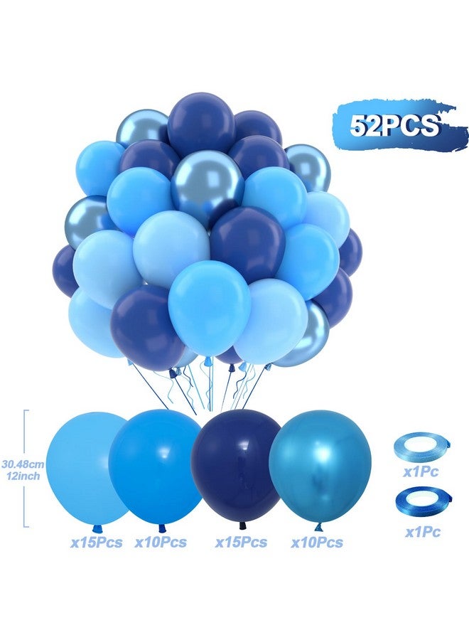 باتيمات مجموعة بالونات زرقاء، 50 قطعة 12 بوصة من البالونات اللاتكس المعدنية باللون الأزرق الداكن والأزرق الفاتح والأزرق الفاتح لتزيين حفلات أعياد الميلاد وحفلات استقبال المولود وحفلات الزفاف - Image 4
