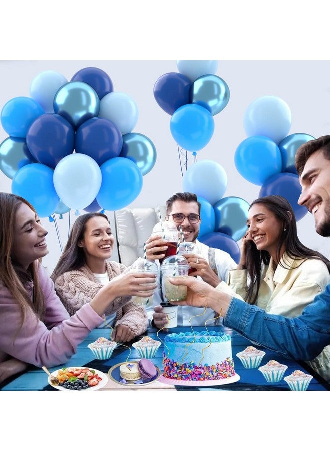 باتيمات مجموعة بالونات زرقاء، 50 قطعة 12 بوصة من البالونات اللاتكس المعدنية باللون الأزرق الداكن والأزرق الفاتح والأزرق الفاتح لتزيين حفلات أعياد الميلاد وحفلات استقبال المولود وحفلات الزفاف - Image 3