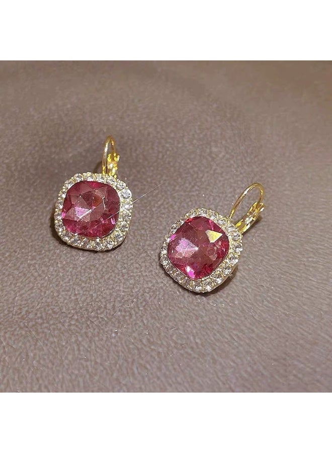 Goolsky أقراط كورية عتيقة مربعة مرصعة بالأحجار الكريمة للنساء - أقراط فاخرة أنيقة بسيطة، مرصعة بأحجار مربعة لامعة، دبابيس فضة S925، مقاومة للتأكسد، هدية للحفلات اليومية - Image 3