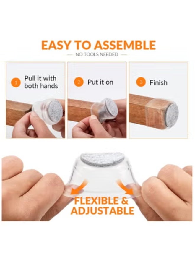 20 PCS Chair Leg Floor Silicone Protective Cover Set Transparent Reduces Noise - Image 3