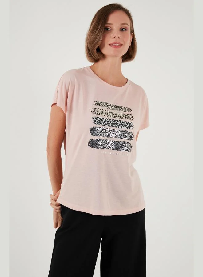 Lela Lela Printed Crew Neck Regular Fit T-Shirt Women's T-Shirt 6671003