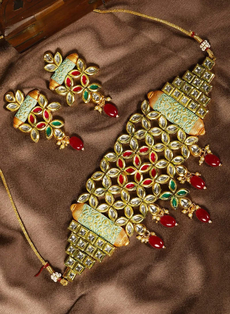 Priyaasi Kundan Studded Beaded Jewellery Set