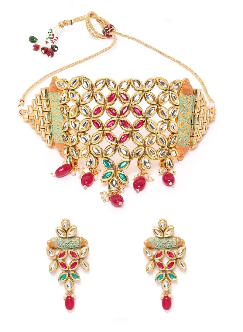 Priyaasi Kundan Studded Beaded Jewellery Set