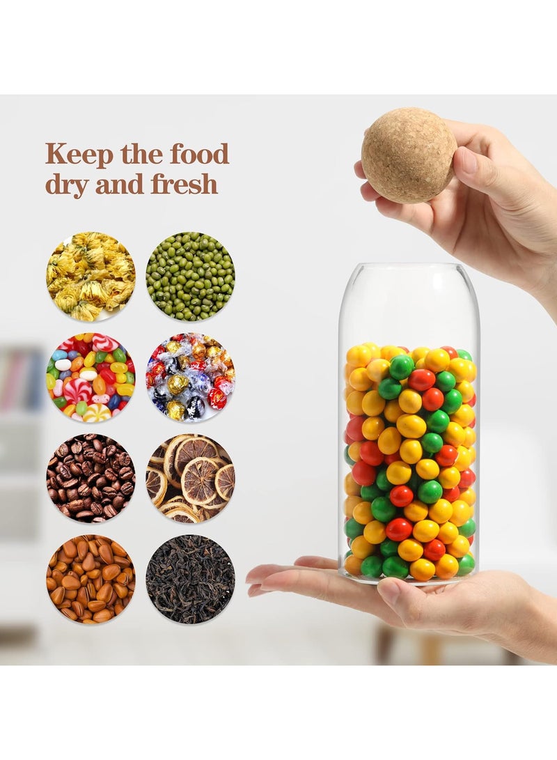 Glass Jar with Ball Cork Lid, Glass Canister with Wood Lid, Storage Container Jars for Coffee, Tea, Spice, Sugar, Salt, Set of 3 (3 PC, 800ml)