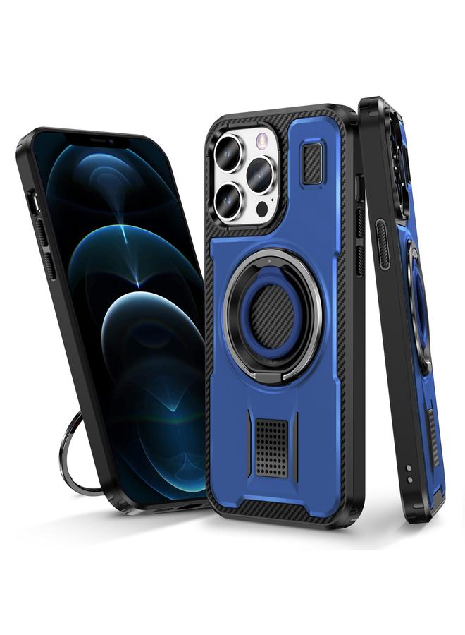Zaboon Case For iPhone 12 / 12 Pro Ring Holder Carbon Fiber PC Hybrid TPU Phone Case - Image 1
