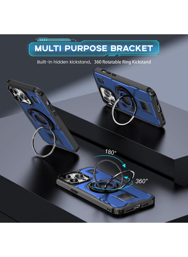 Zaboon Case For iPhone 12 / 12 Pro Ring Holder Carbon Fiber PC Hybrid TPU Phone Case - Image 2