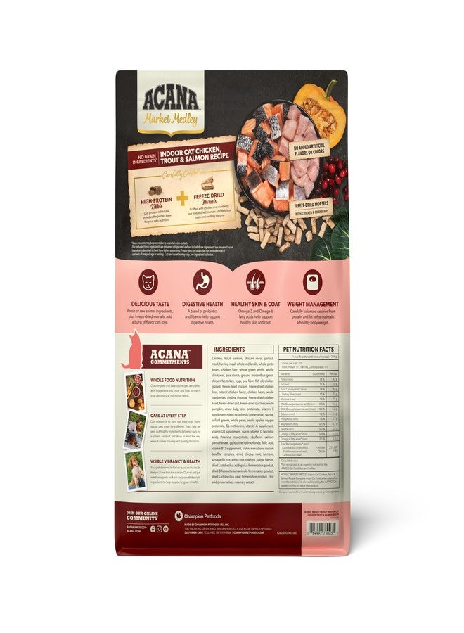 (أسنى) طعام القطط المنزلية للبالغين من ACANA Market Medley، بنكهة الدجاج والسلمون المرقط والسلمون مع قطع مجففة بالتجميد، مصنوع من الدجاج والتوت البري، تغذية كاملة ومتوازنة، عبوة 3.5 رطل - Image 2