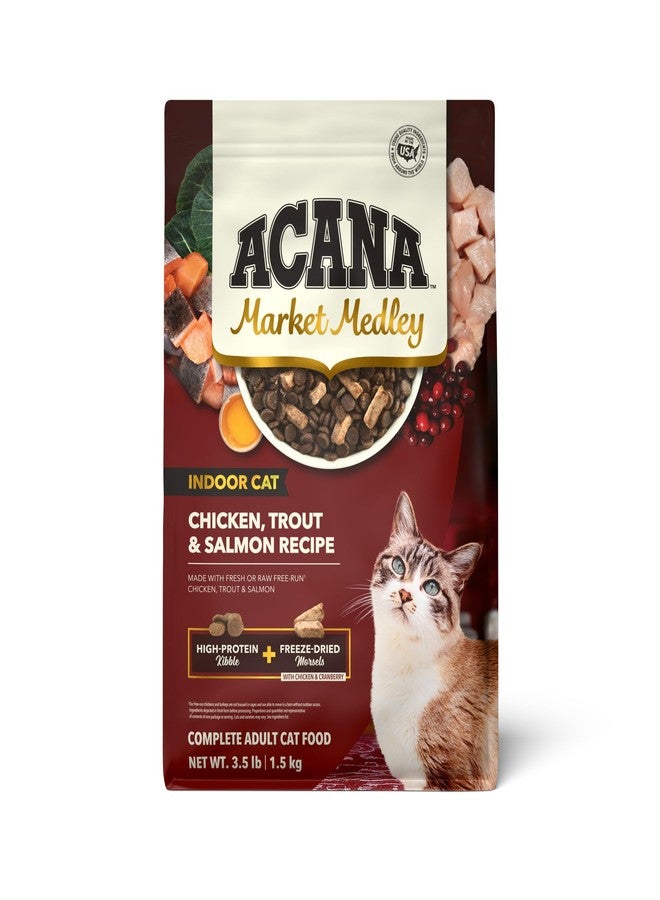 (أسنى) طعام القطط المنزلية للبالغين من ACANA Market Medley، بنكهة الدجاج والسلمون المرقط والسلمون مع قطع مجففة بالتجميد، مصنوع من الدجاج والتوت البري، تغذية كاملة ومتوازنة، عبوة 3.5 رطل - Image 1