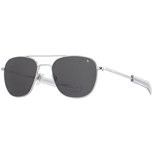 AO Original Pilot Sunglasses - Silver - True Color Gray SkyMaster Glass Lenses - Bayonet Temple - 57-20-140 - Image 1